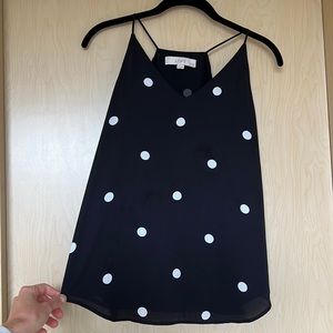 Loft Polkadot black camisole spaghetti strap XSP petite *